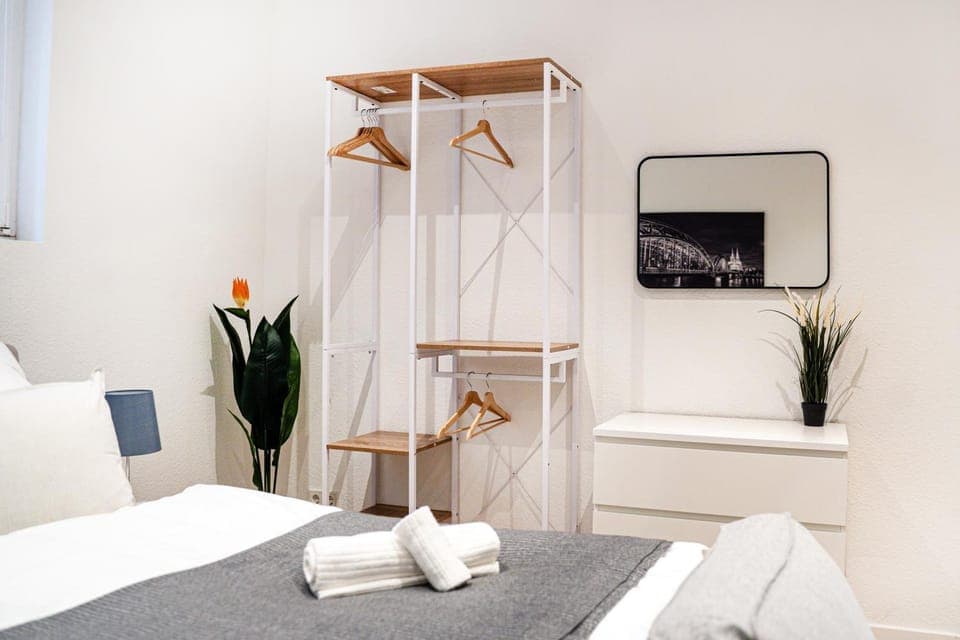 Bed, Photo of the whole room, Bedroom, towels, wardrobe