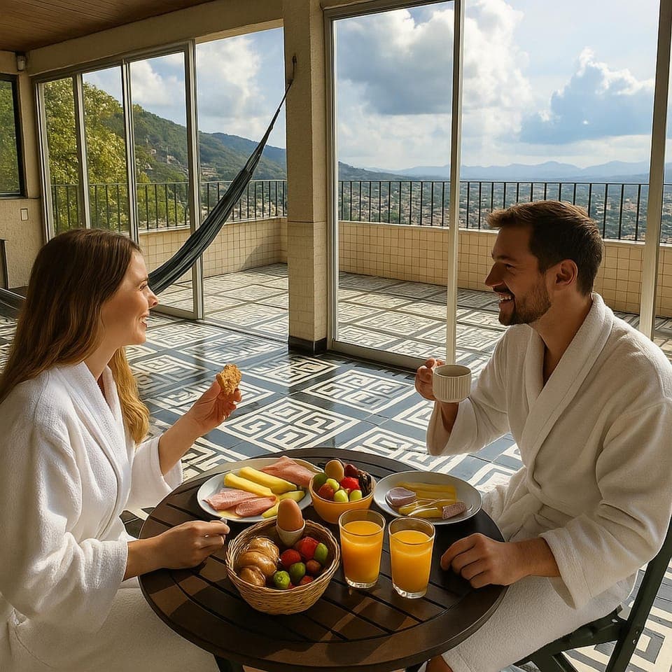 View (from property/room), Balcony/Terrace, Landmark view, Breakfast