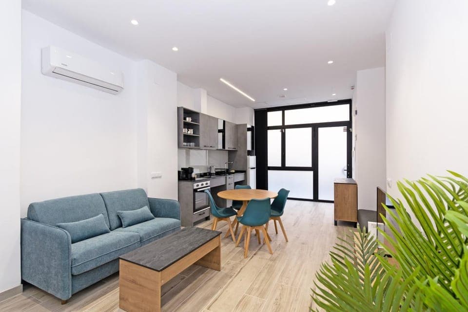 Property building, Living room, Dining area