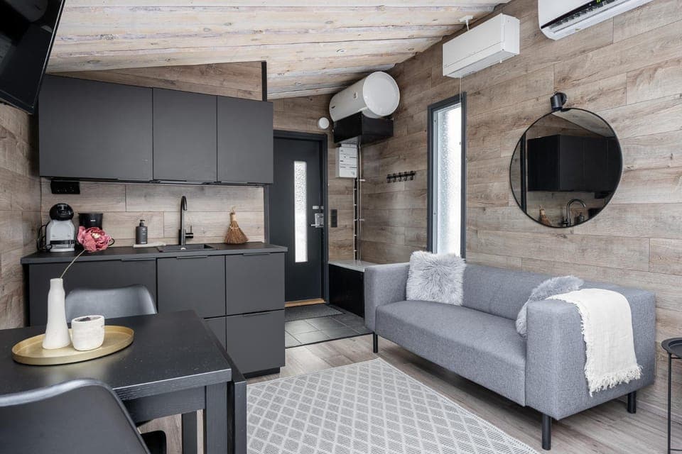 Kitchen or kitchenette, Living room, Dining area, air conditioner