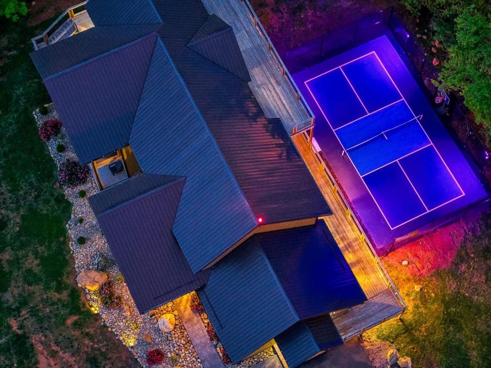 Property building, Night, Bird's eye view, Game Room, Balcony/Terrace
