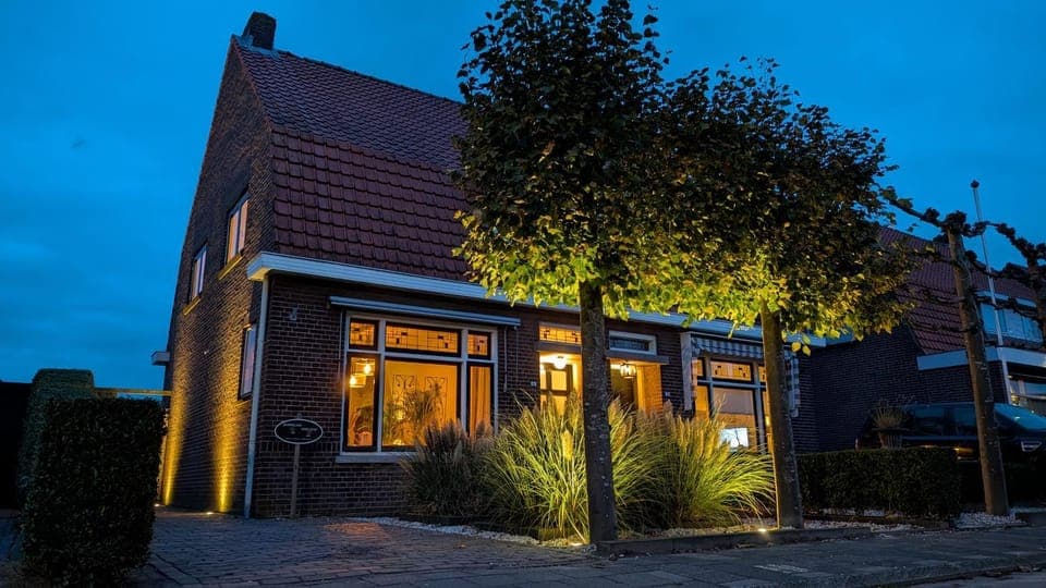 Property building, Night, Garden view