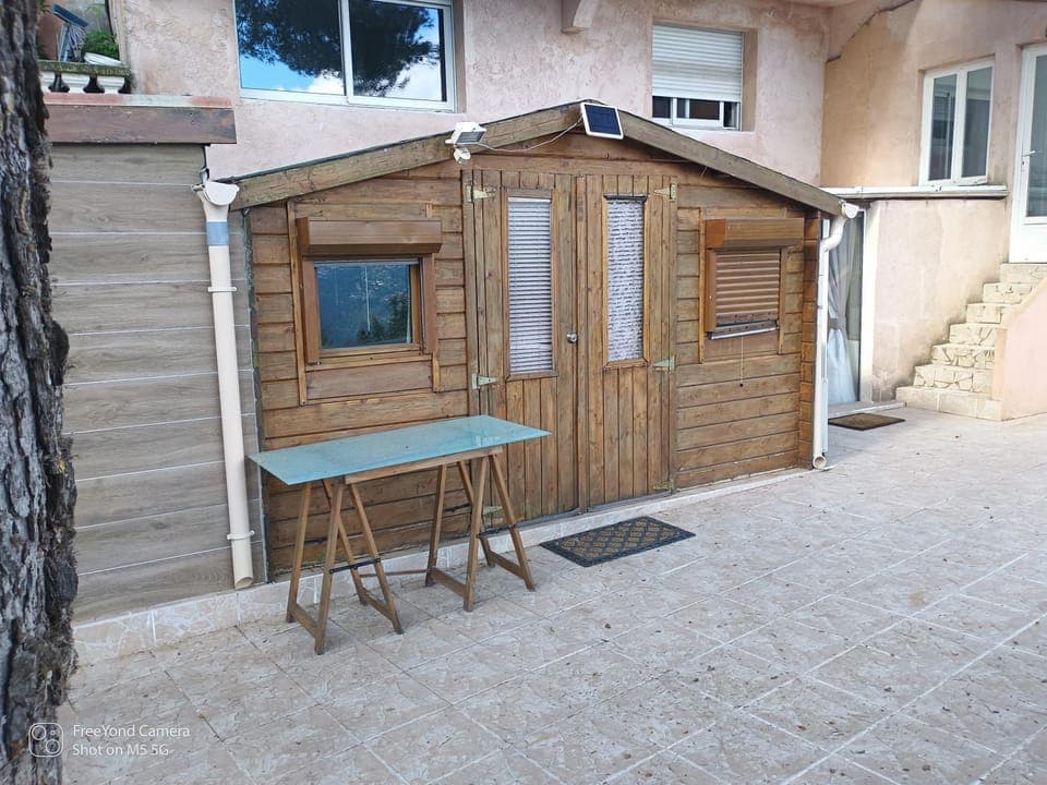 Property building, Patio, Day, Dining area