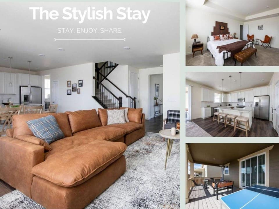 Kitchen or kitchenette, Living room, Seating area, Dining area