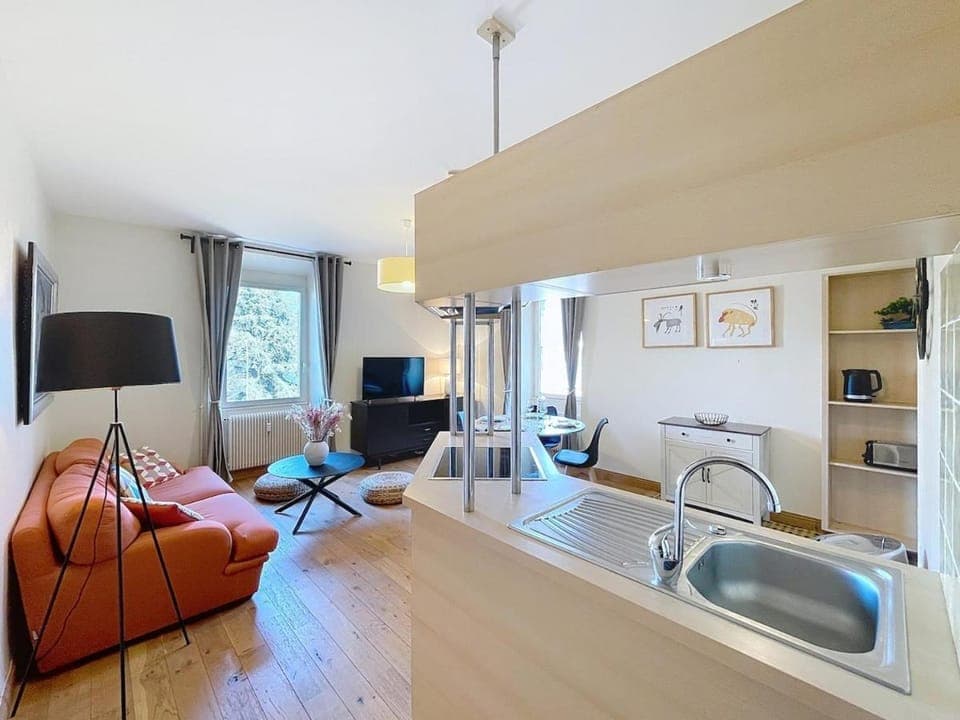 TV and multimedia, Kitchen or kitchenette, Living room, Seating area