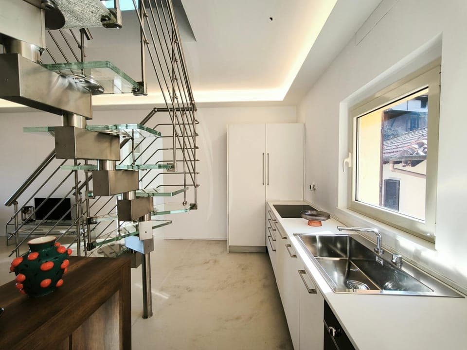 Kitchen or kitchenette, stove