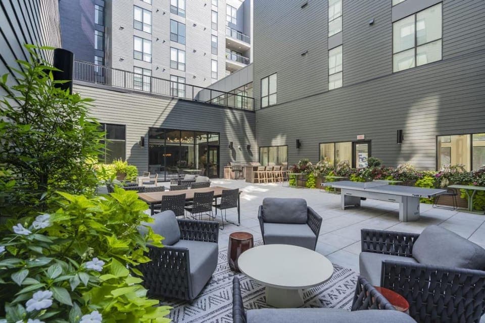 Property building, Patio, Day, Seating area