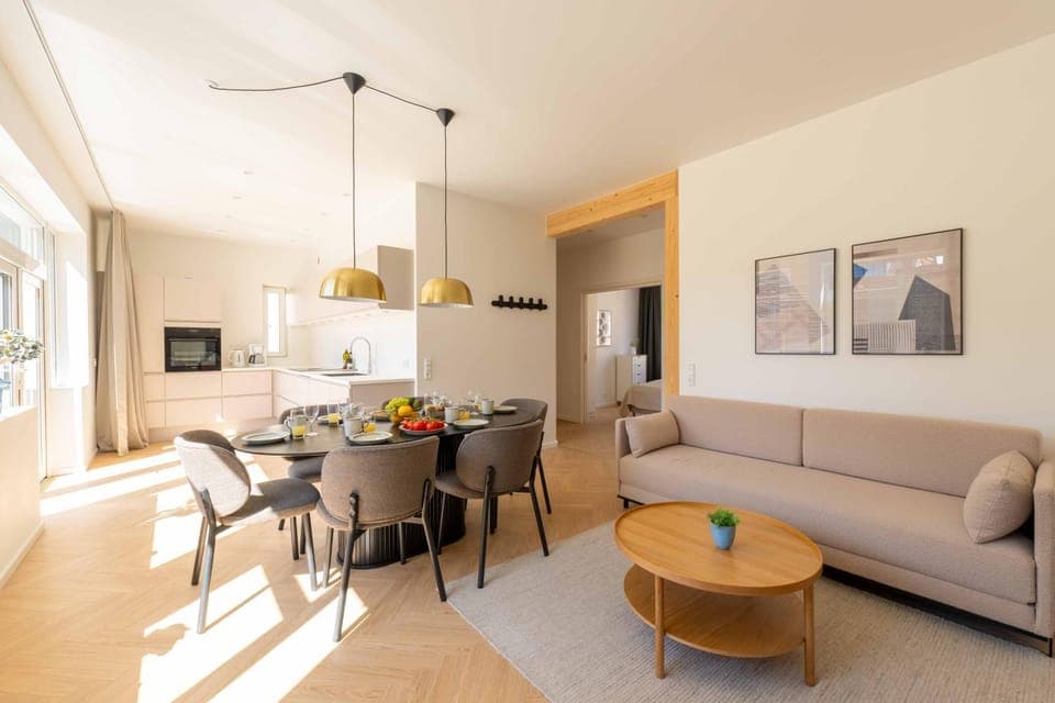 Kitchen or kitchenette, Living room, Dining area