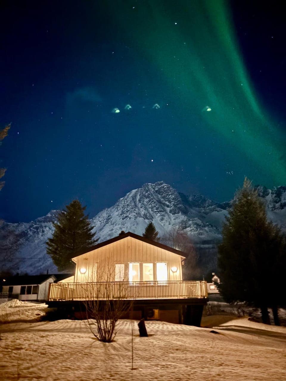 Property building, Night, Natural landscape, Winter, Mountain view