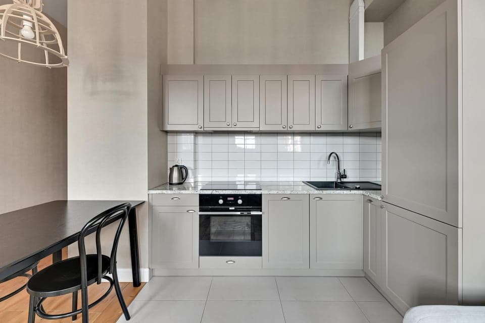 Kitchen or kitchenette, stove