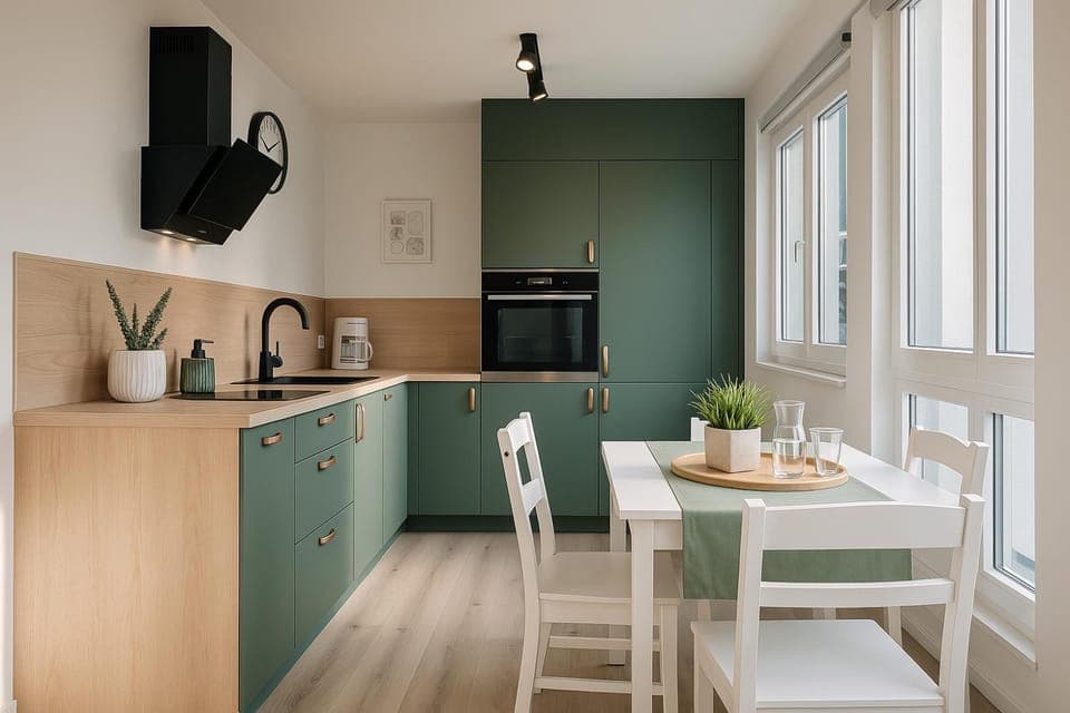 Coffee/tea facilities, Kitchen or kitchenette, Dining area, dishwasher, toaster, washing machine, kitchen