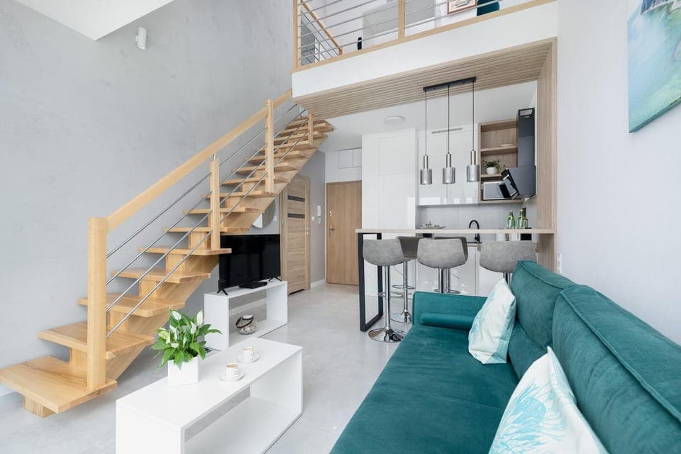 Kitchen or kitchenette, Living room, Seating area