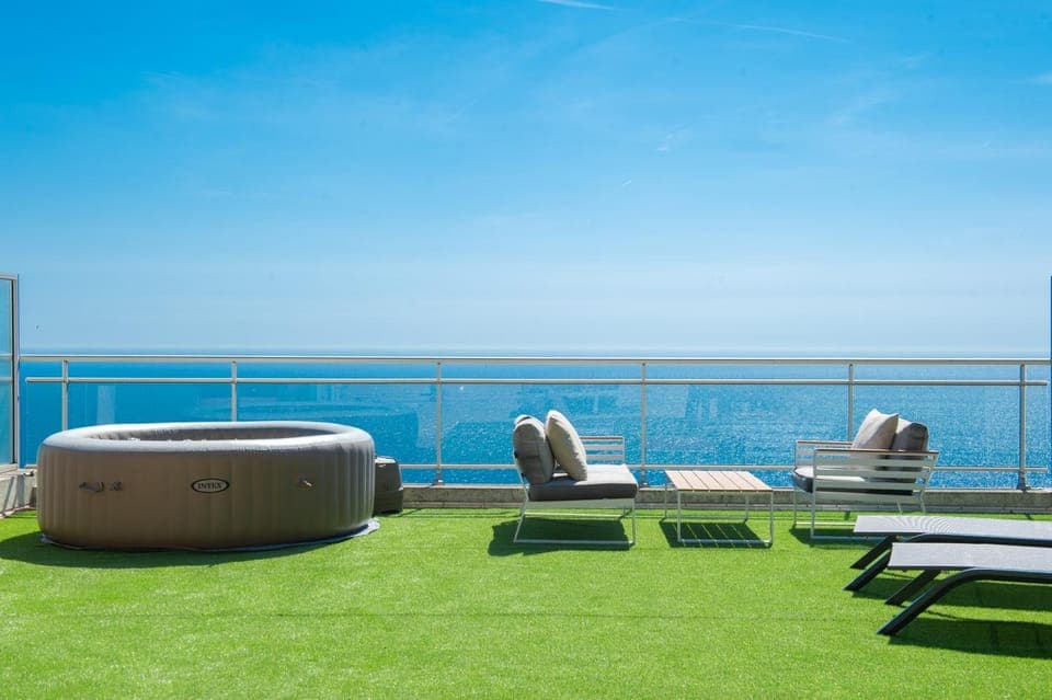 Patio, Natural landscape, Sea view, sunbed