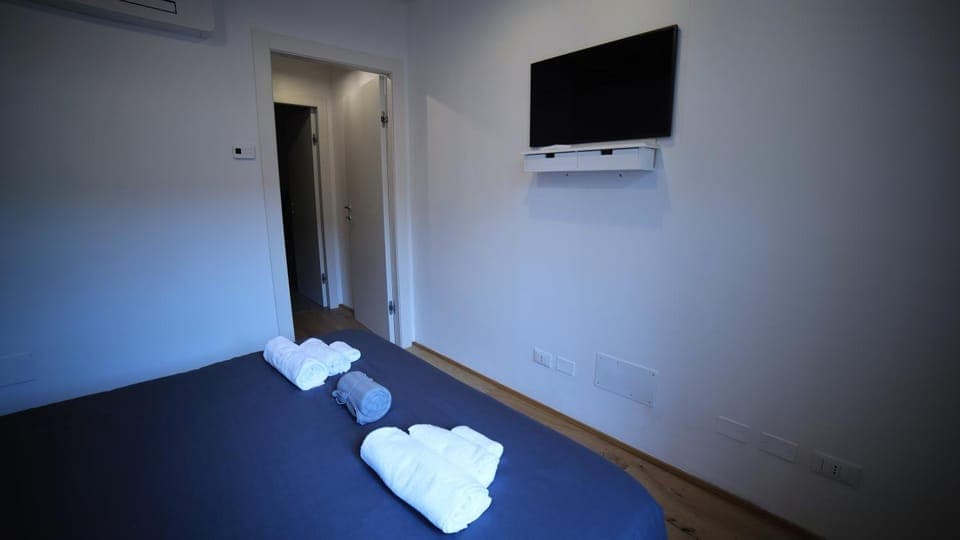 Bed, TV and multimedia, Photo of the whole room, Bedroom, towels, air conditioner