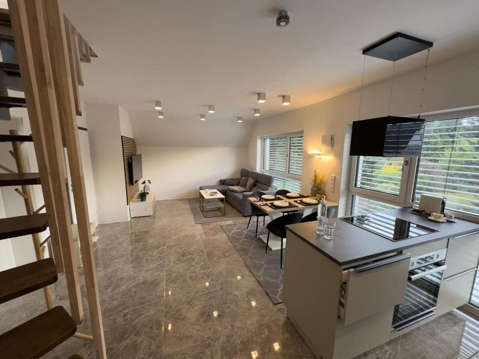 Kitchen or kitchenette, Living room, Dining area