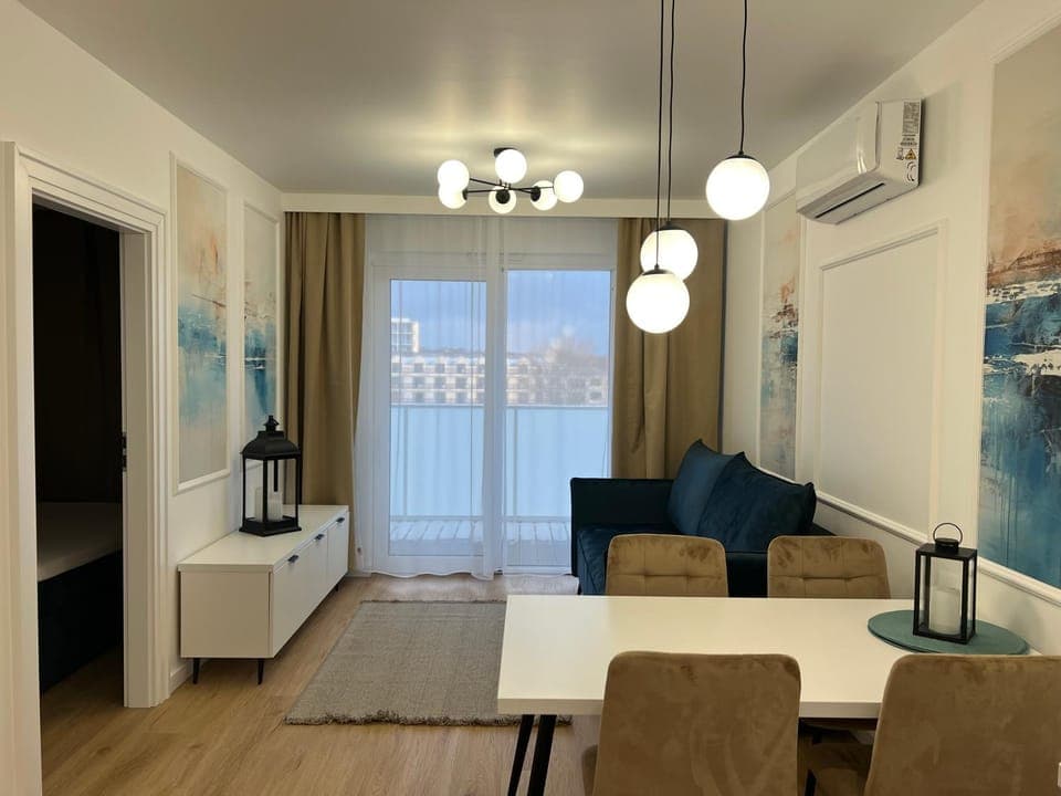 Kitchen or kitchenette, Living room, Seating area, air conditioner