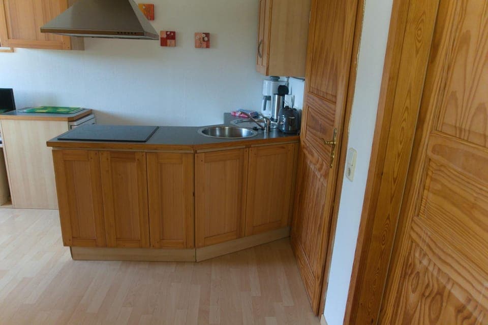 Kitchen or kitchenette, stove