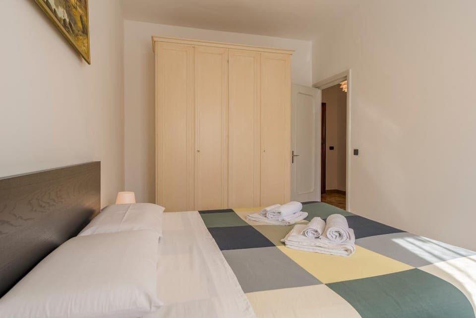 Bed, Photo of the whole room, Bedroom, towels, wardrobe