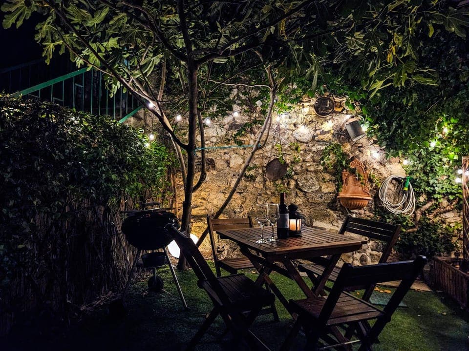Patio, Night, Garden, Dining area, Garden view
