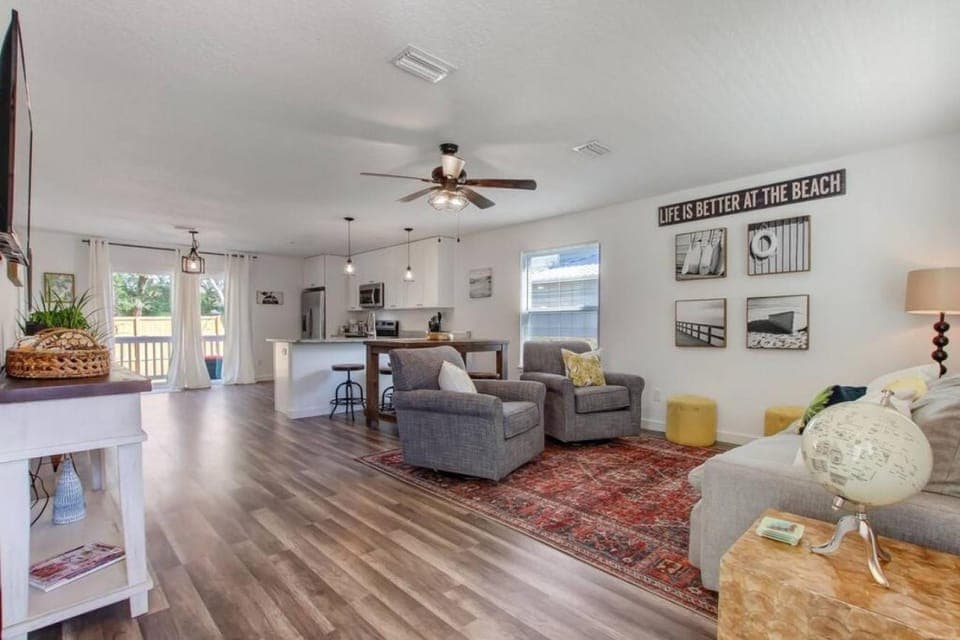 Heated pool Sunshine Way Steps to Sand 1 Pet House in Vilano Beach