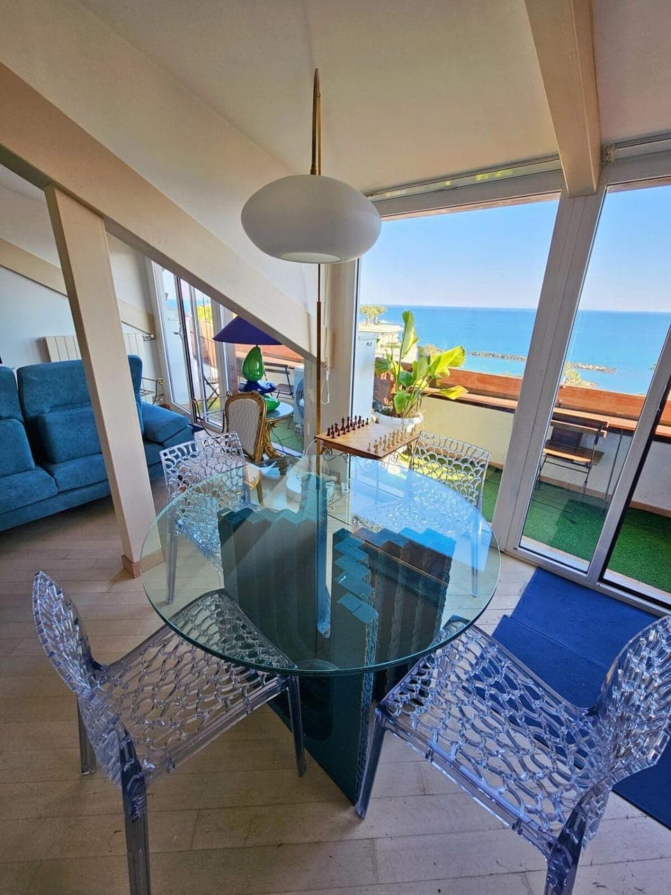 Patio, Natural landscape, Balcony/Terrace, Living room, Seating area, Sea view