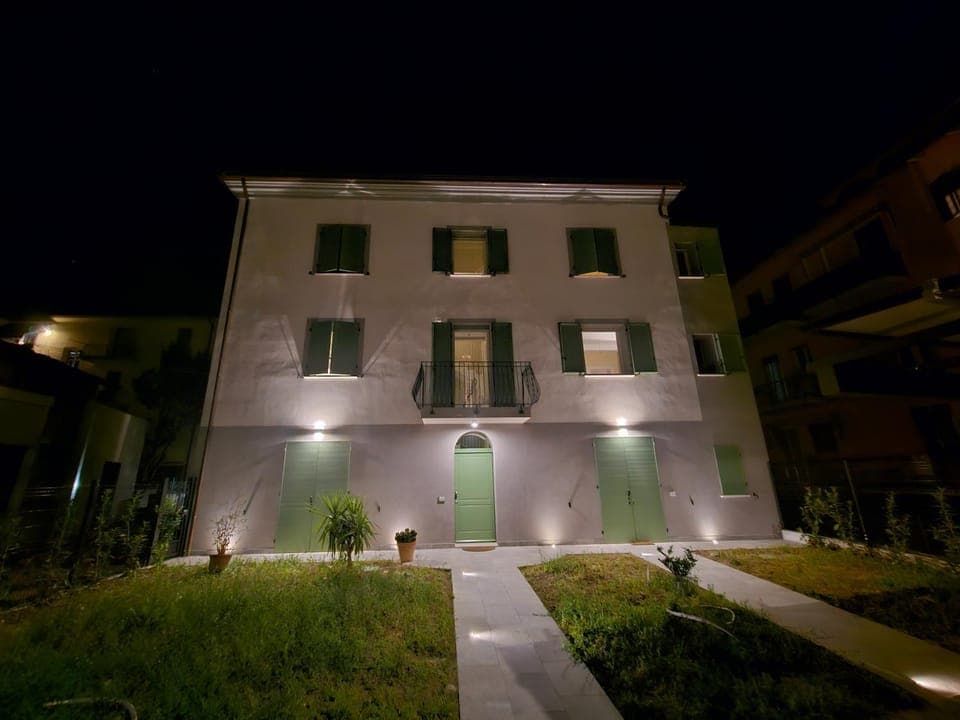 Property building, Night, Garden