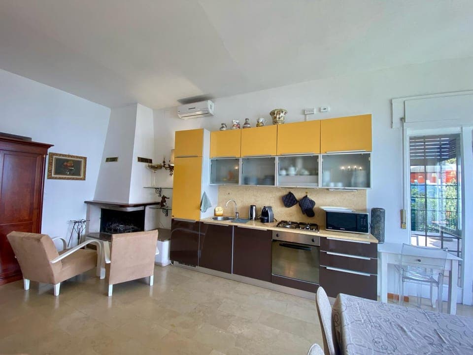 Kitchen or kitchenette, stove