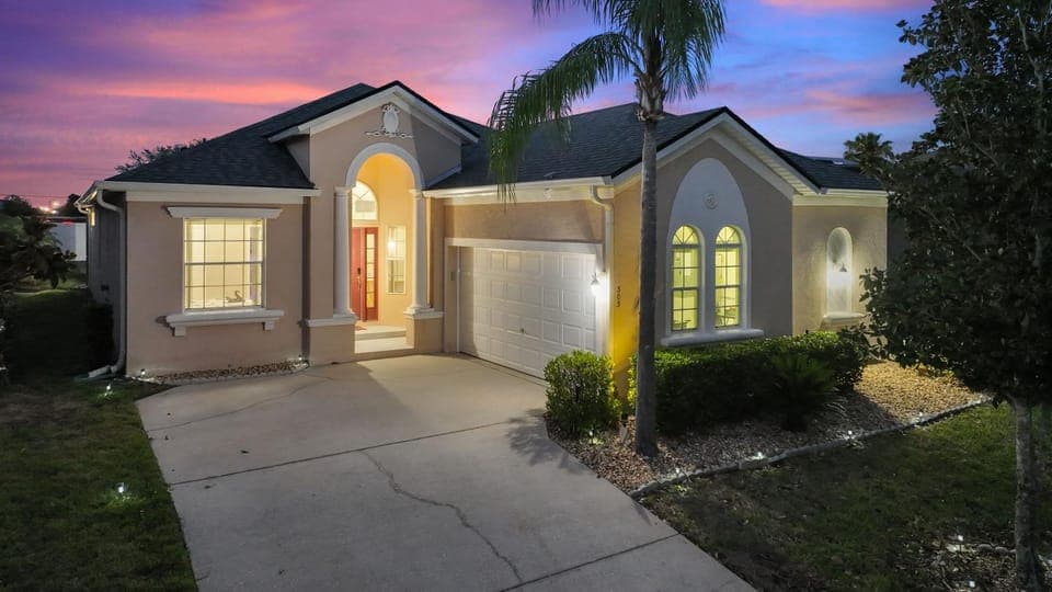 Property building, Night, Garden view