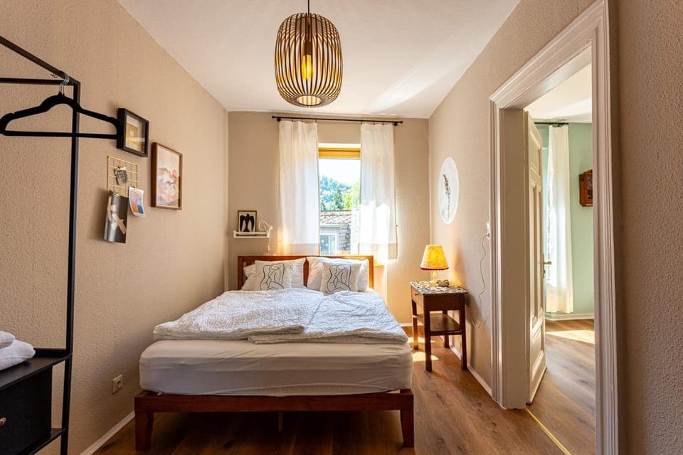 Bed, Photo of the whole room, Bedroom, towels, wardrobe