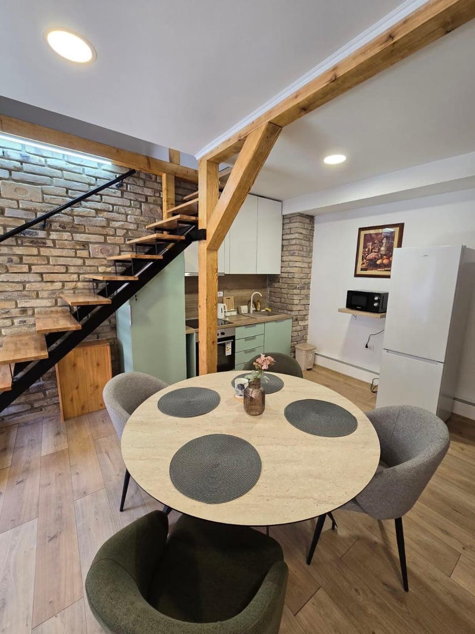 Dining area, oven, stove, kitchen