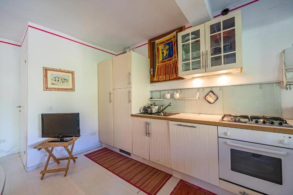 Kitchen or kitchenette, oven, stove