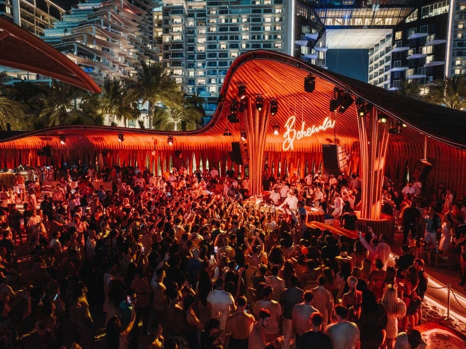 Evening entertainment, group of guests