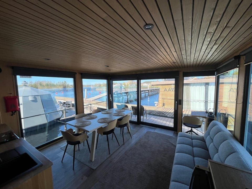 Living room, Seating area, Lake view