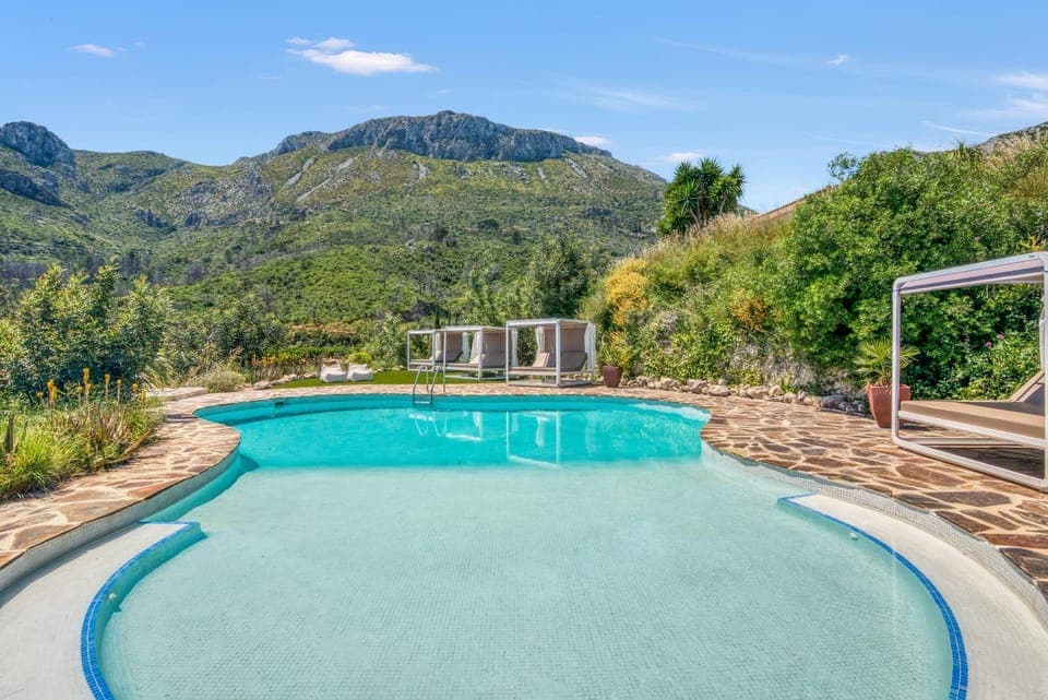 Property building, Living room, Swimming pool