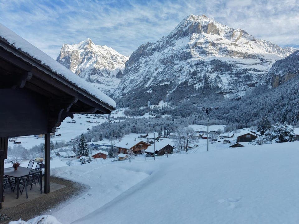 Winter, Balcony/Terrace, Seating area, Mountain view