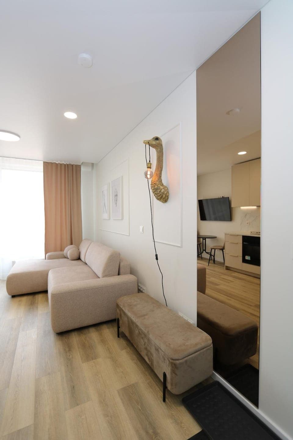 Bed, TV and multimedia, Kitchen or kitchenette, Living room, Photo of the whole room, Seating area, Bedroom