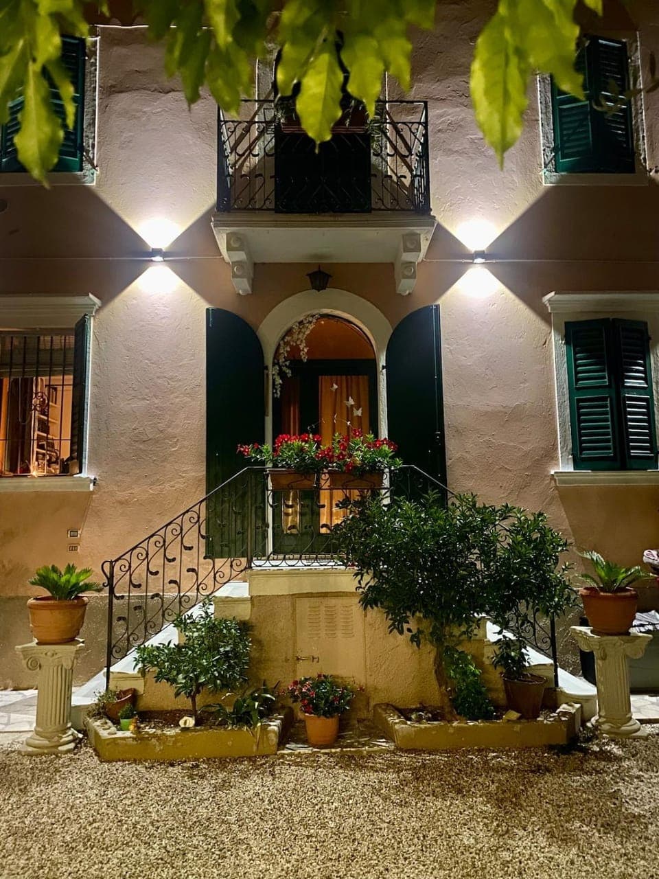Property building, Night, Garden, Garden view
