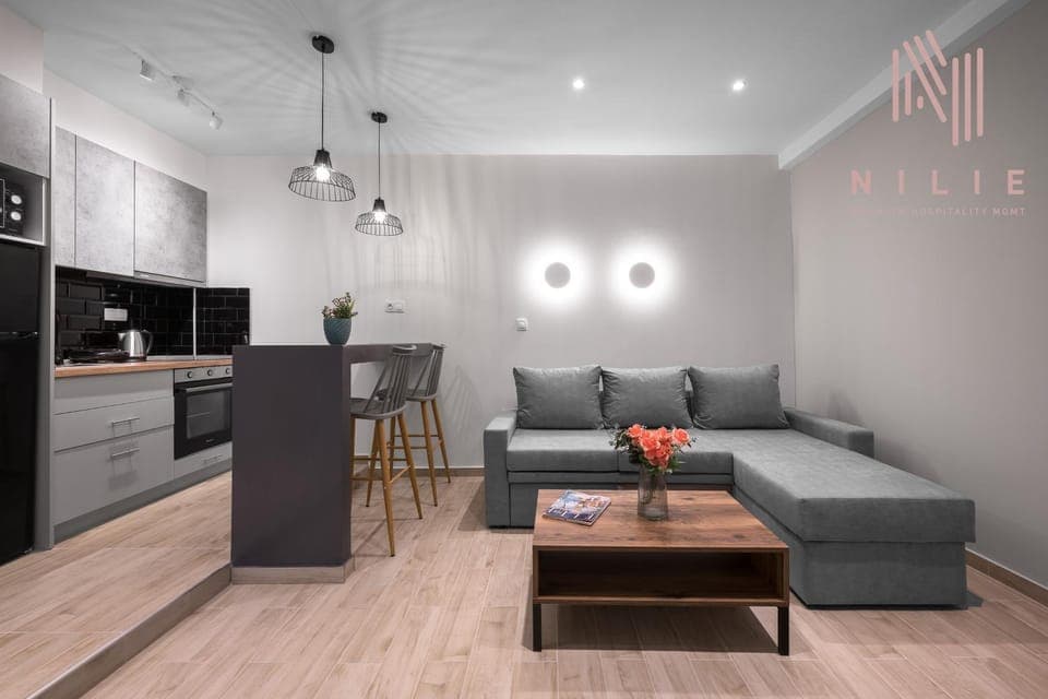 Kitchen or kitchenette, Living room, Seating area, Dining area, oven, stove