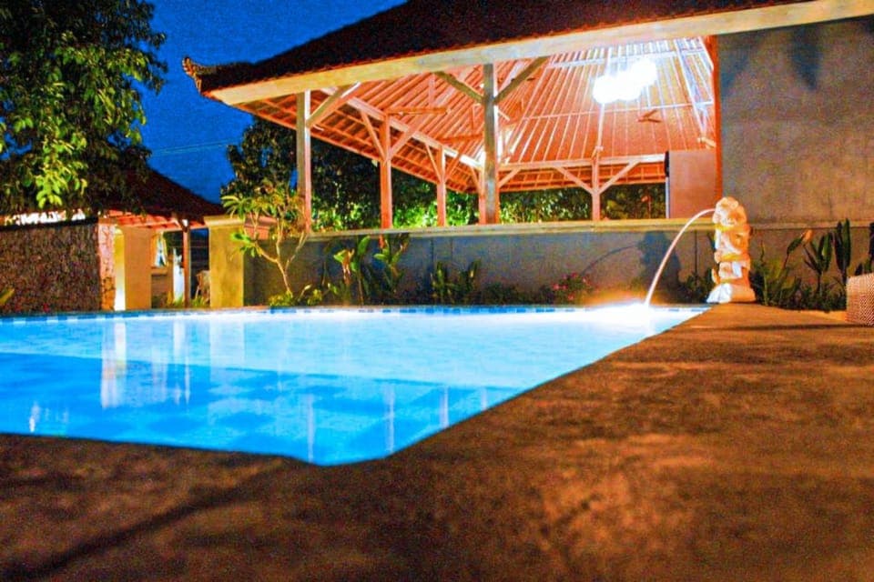 Property building, Night, Pool view, Swimming pool
