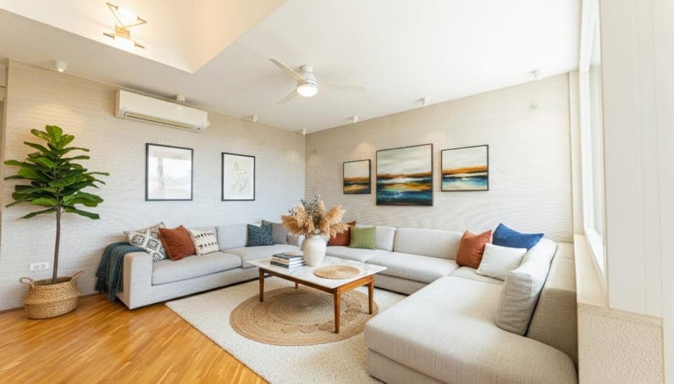 Day, Living room, Seating area, air conditioner