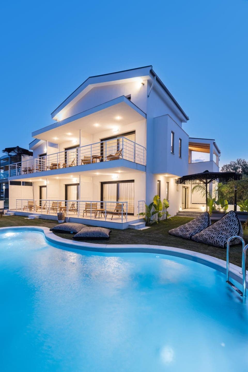 Property building, Night, Pool view, Swimming pool