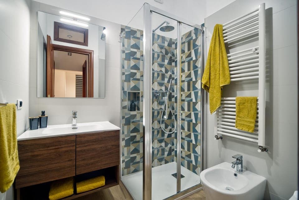 Shower, Toilet, Bathroom, bidet, hair dryier, towels