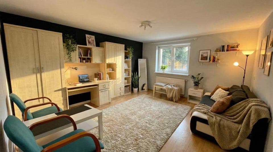 Living room, Seating area, Bedroom, wardrobe