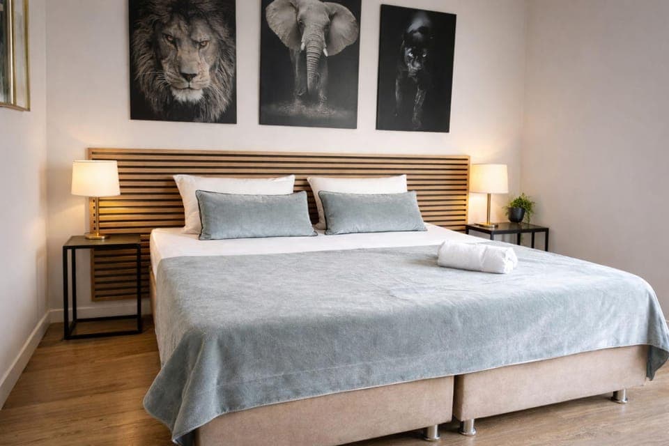 Bed, Photo of the whole room, Bedroom, towels