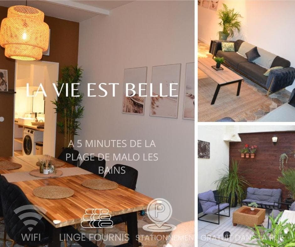 Patio, Living room, Dining area, Text overlay