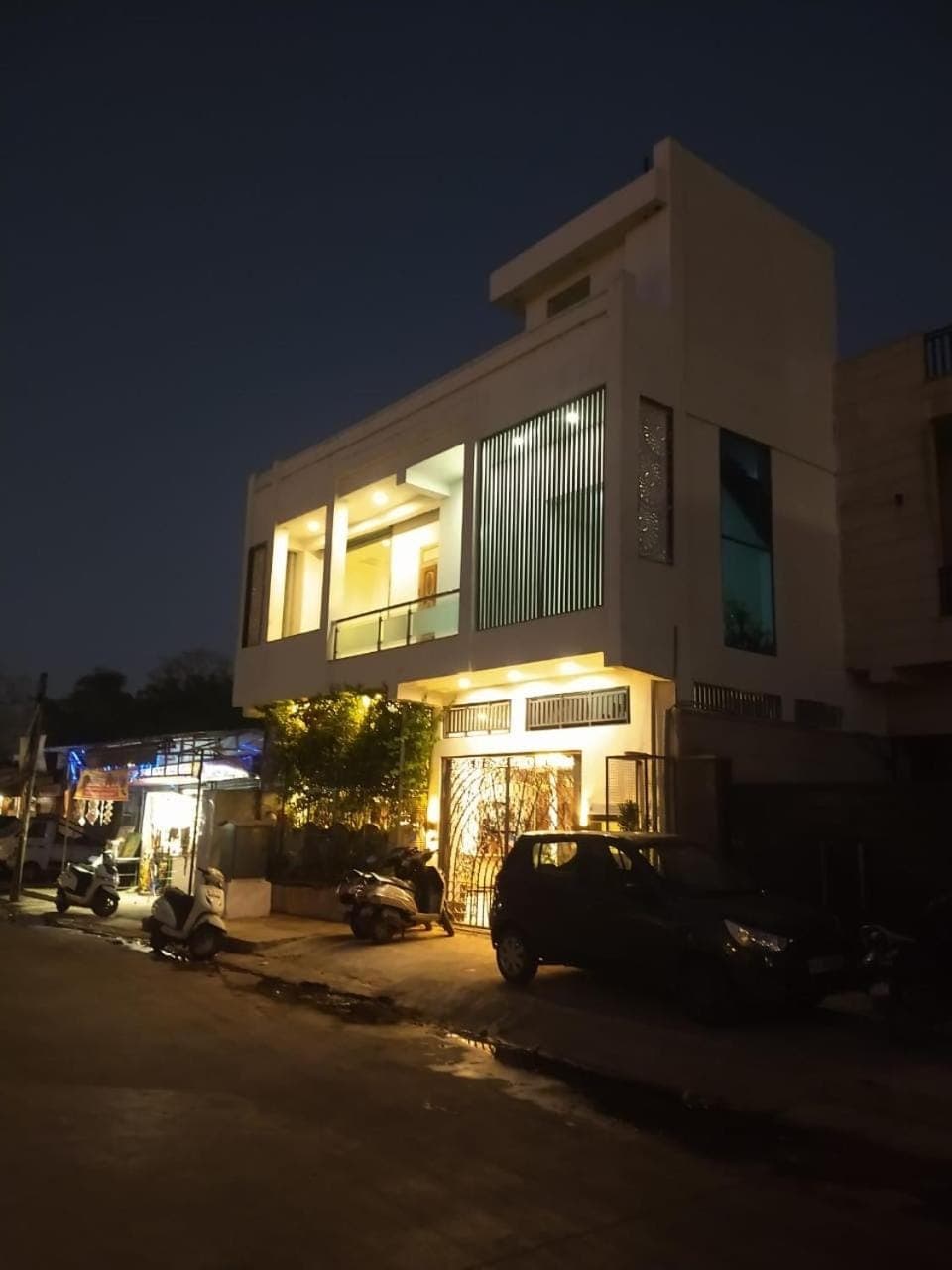 Property building, Night, Parking