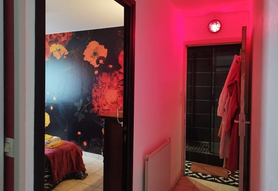 Shower, Bathroom, Decorative detail, Bedroom, hair dryier, heating, towels, washing machine