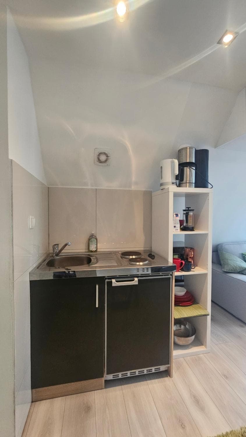 Kitchen or kitchenette, stove