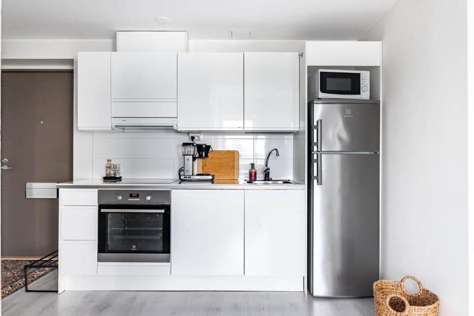 Kitchen or kitchenette, dishwasher, oven, stove