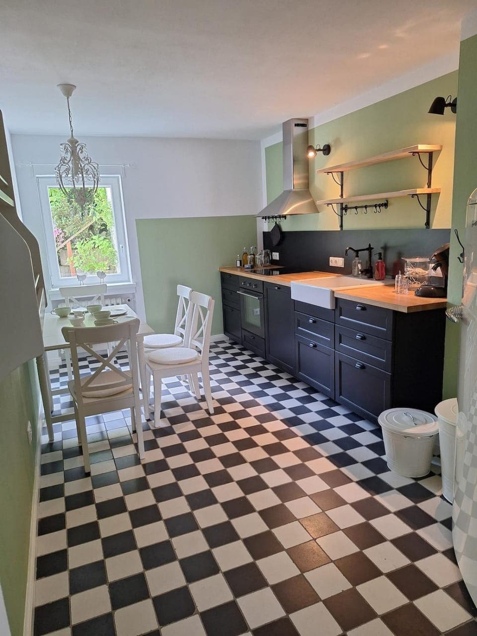 Dining area, stove, kitchen